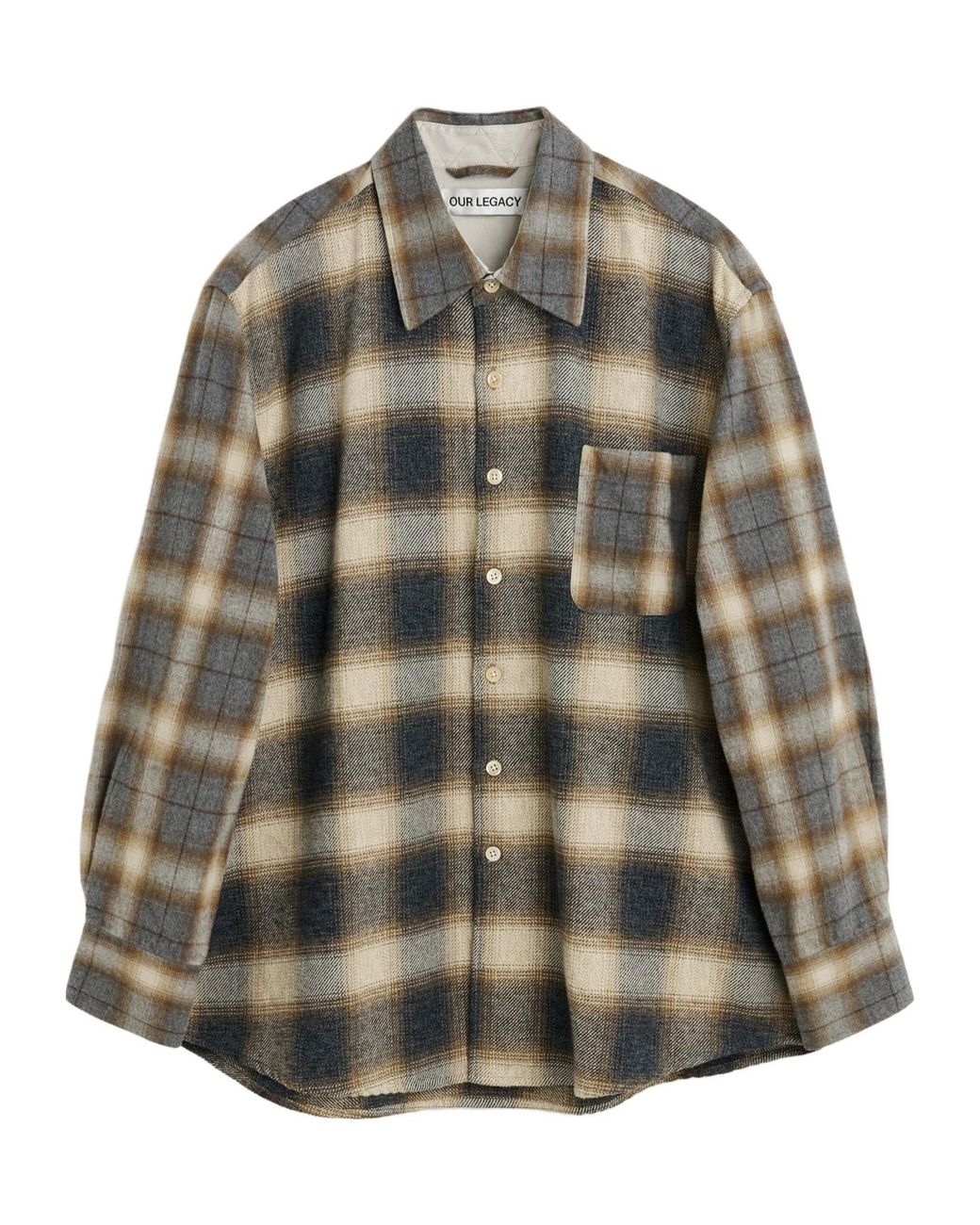 Our Legacy Green Above Check Pattern Buttoned Shirt for men