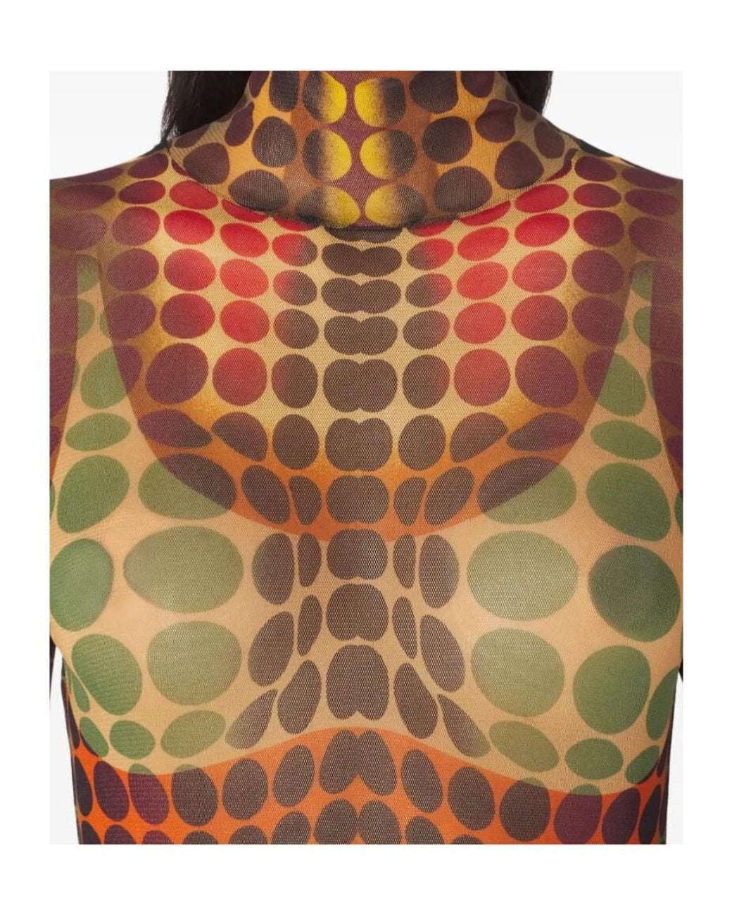 Jean Paul Gaultier Multicolor High-Neck Dots Maxi Dress