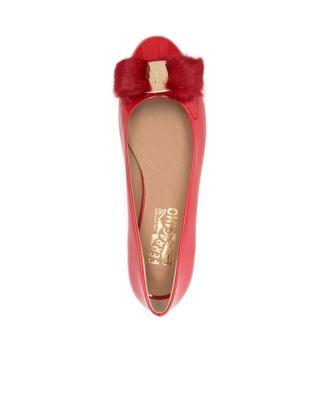 Ferragamo Red Vara Ballet Flat