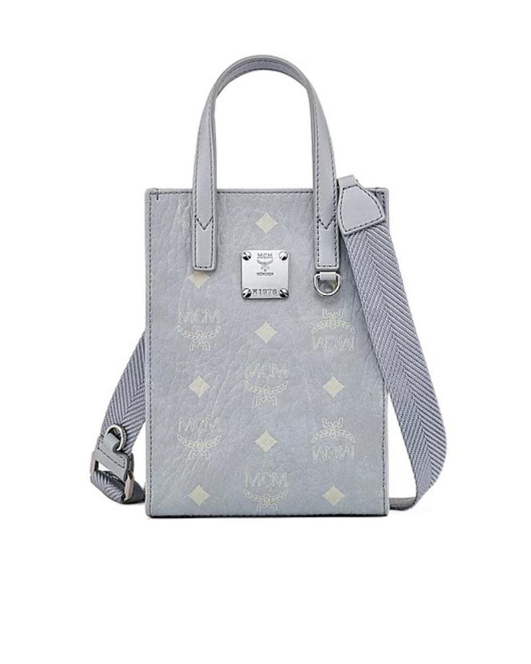 MCM Gray Aren Visetos Shoulder Bag