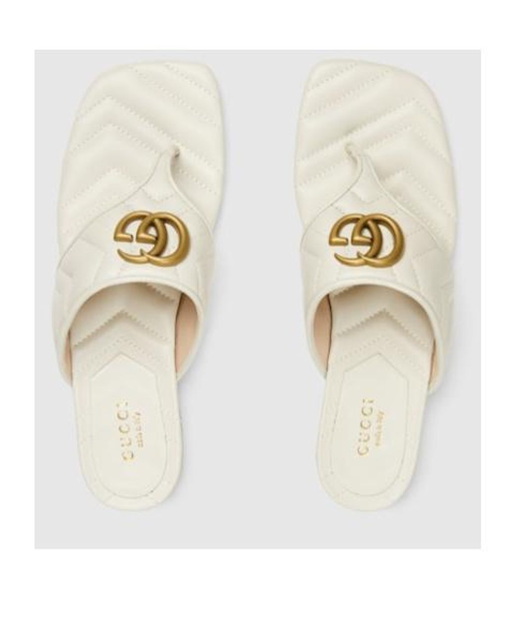 Gucci White Double G Thong Sandals