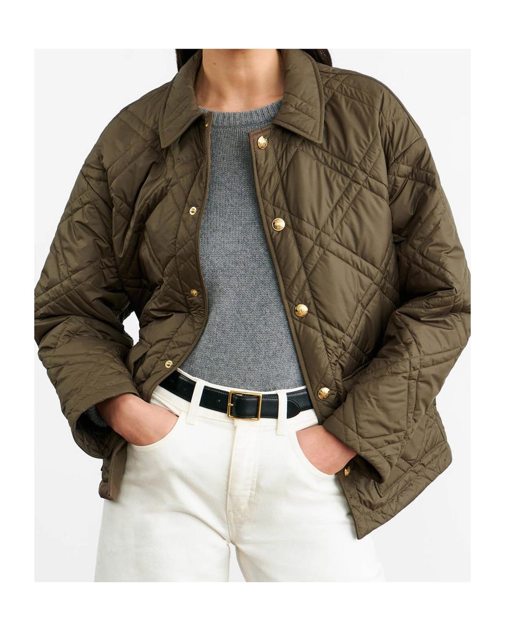Nili Lotan Green Quilted Casual Jacket