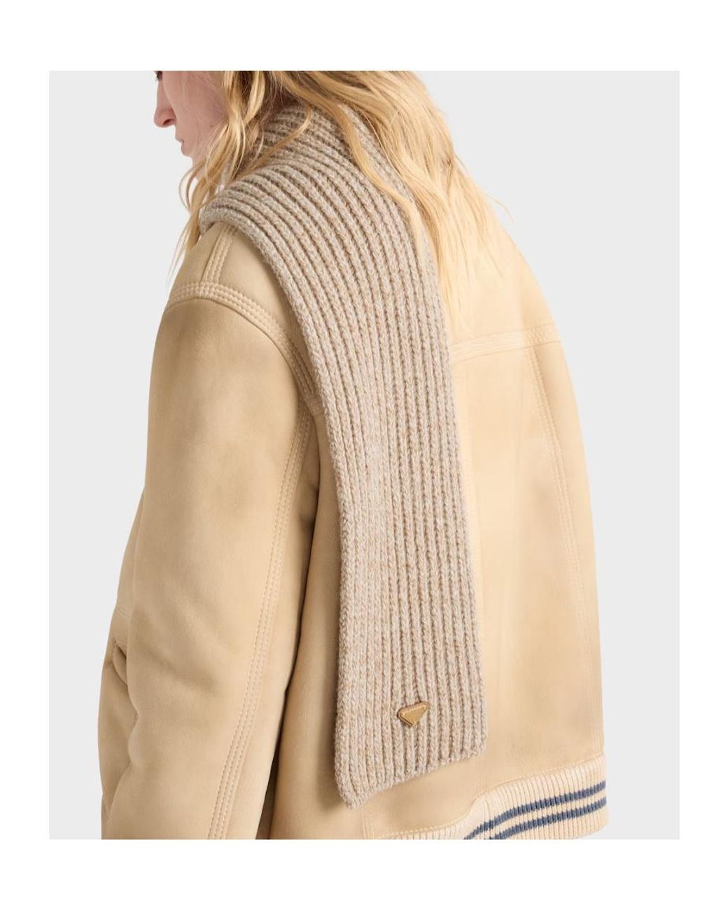 Prada Natural Wool And Mouliné Cashmere Scarf