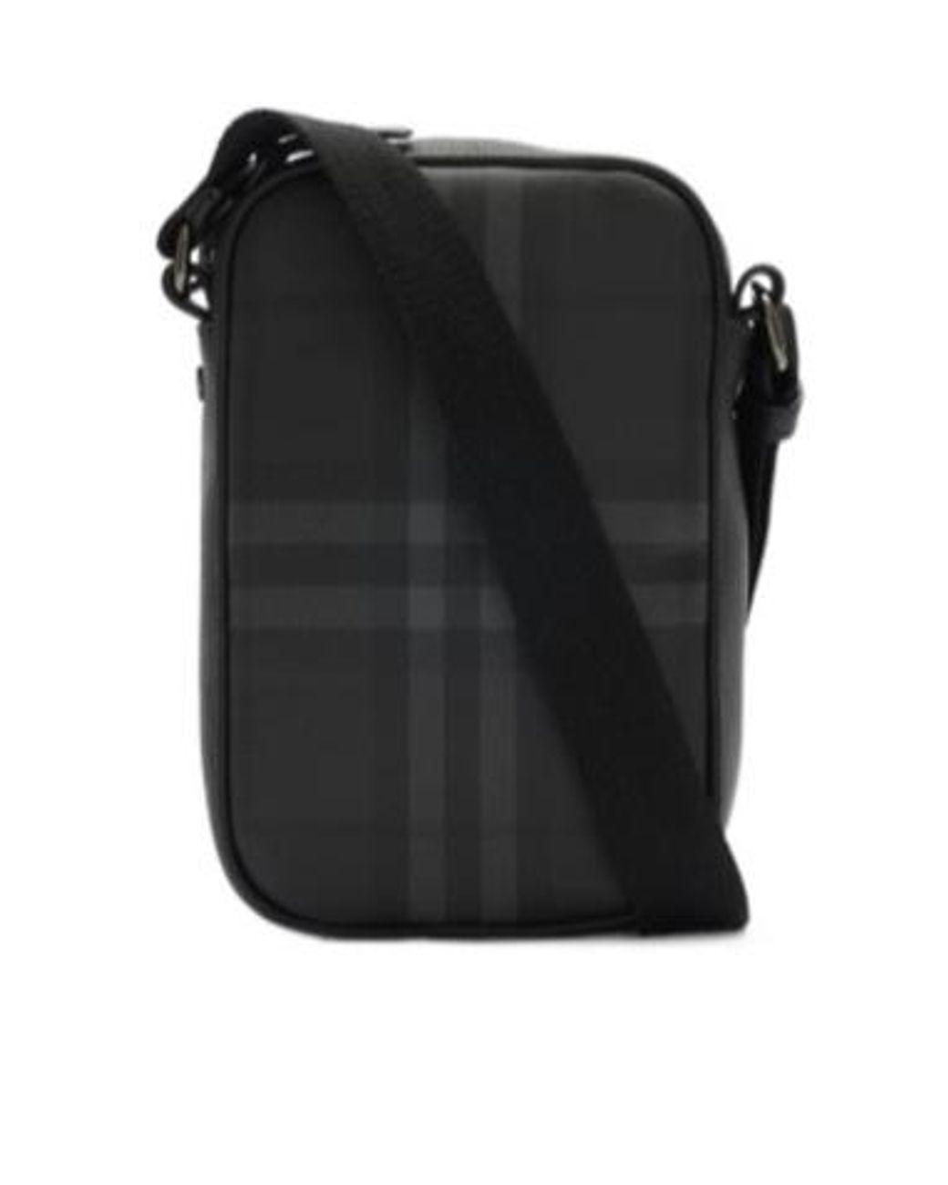 Burberry Black Checked Logo Messenger Bag for men