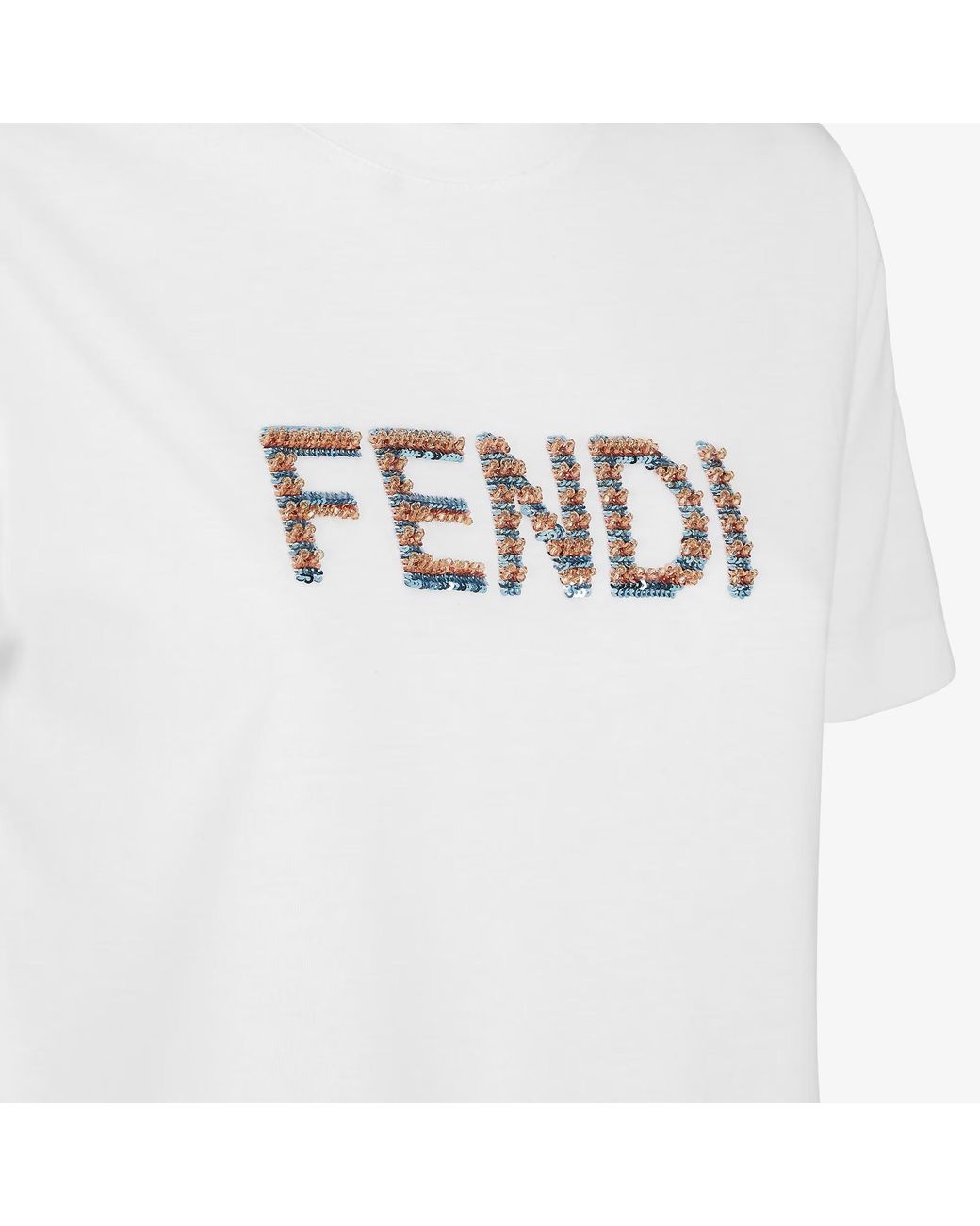 Fendi White Logo Detailed Crewneck T-Shirt