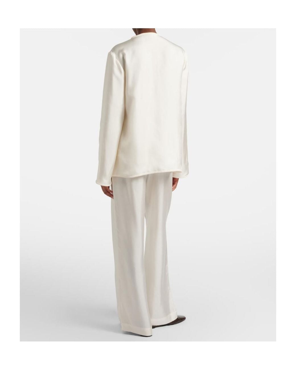Rohe White Silk Wide-Leg Pants