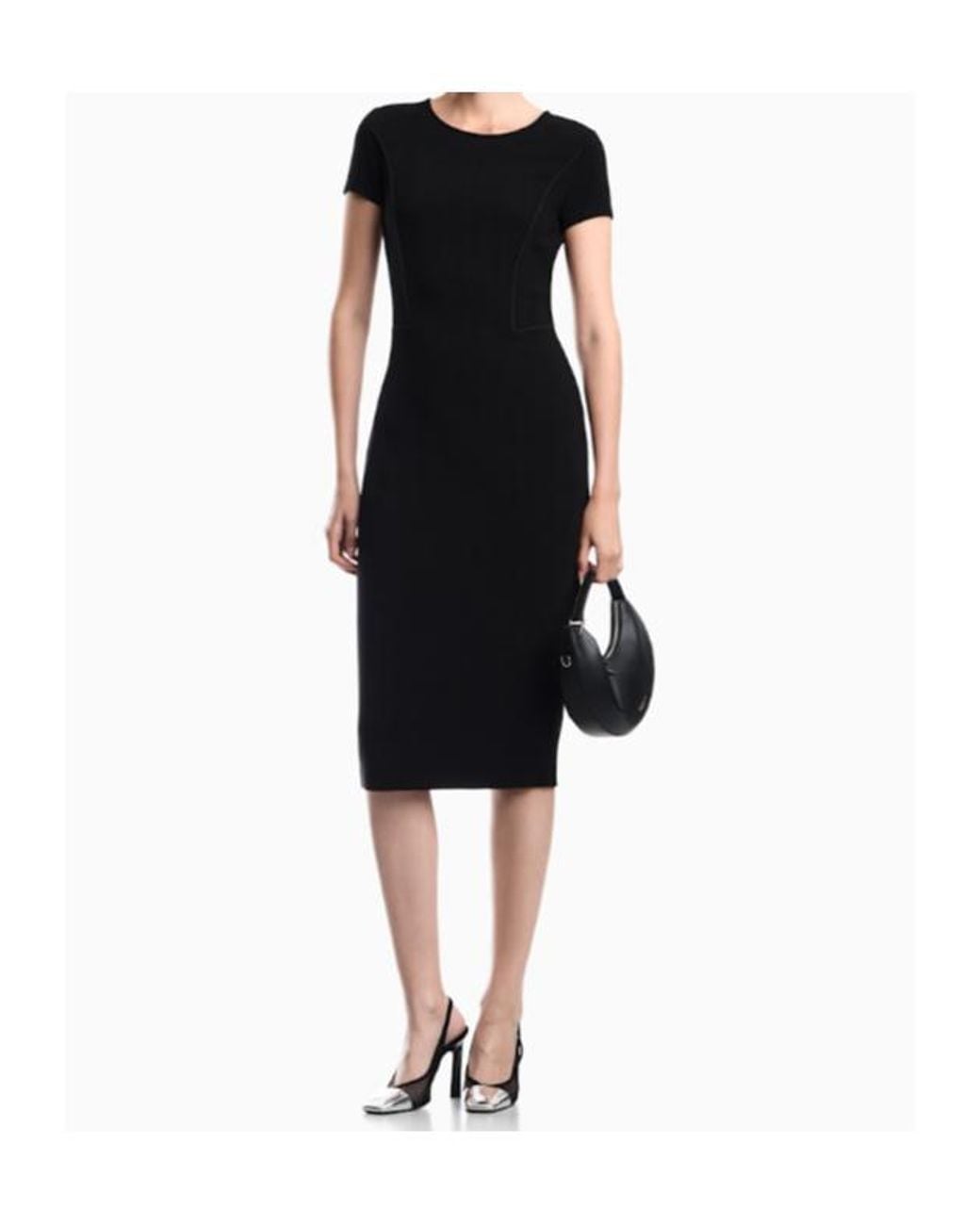Emporio Armani Black Short-Sleeve Fitted Dress