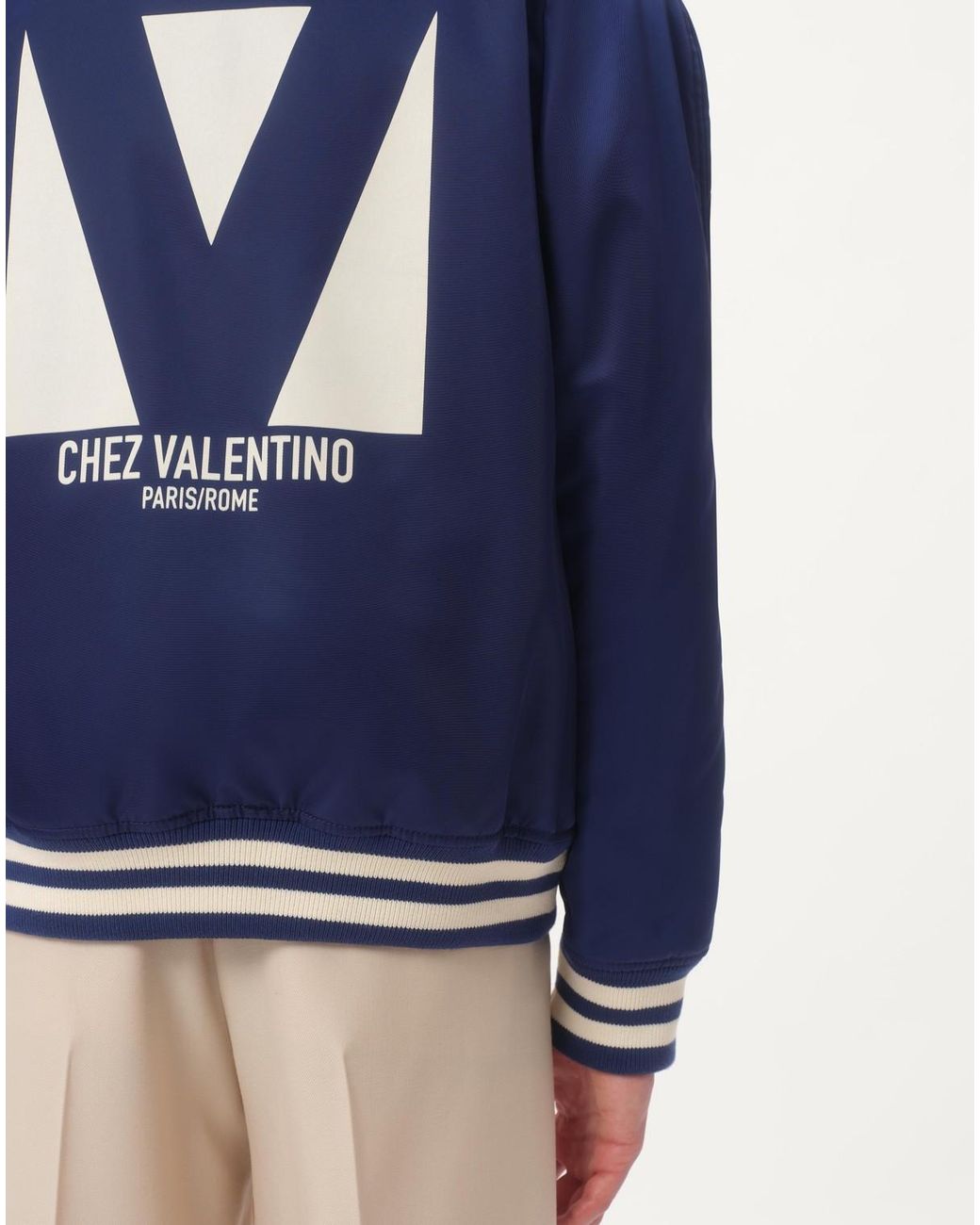 Valentino Blue Logo Printed Zip-Up Jacket for men