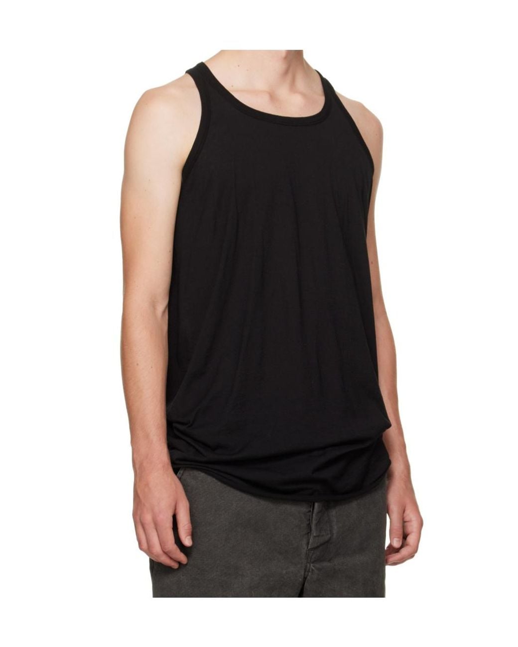 Rick Owens Black Long Sleeveless Tank Top for men