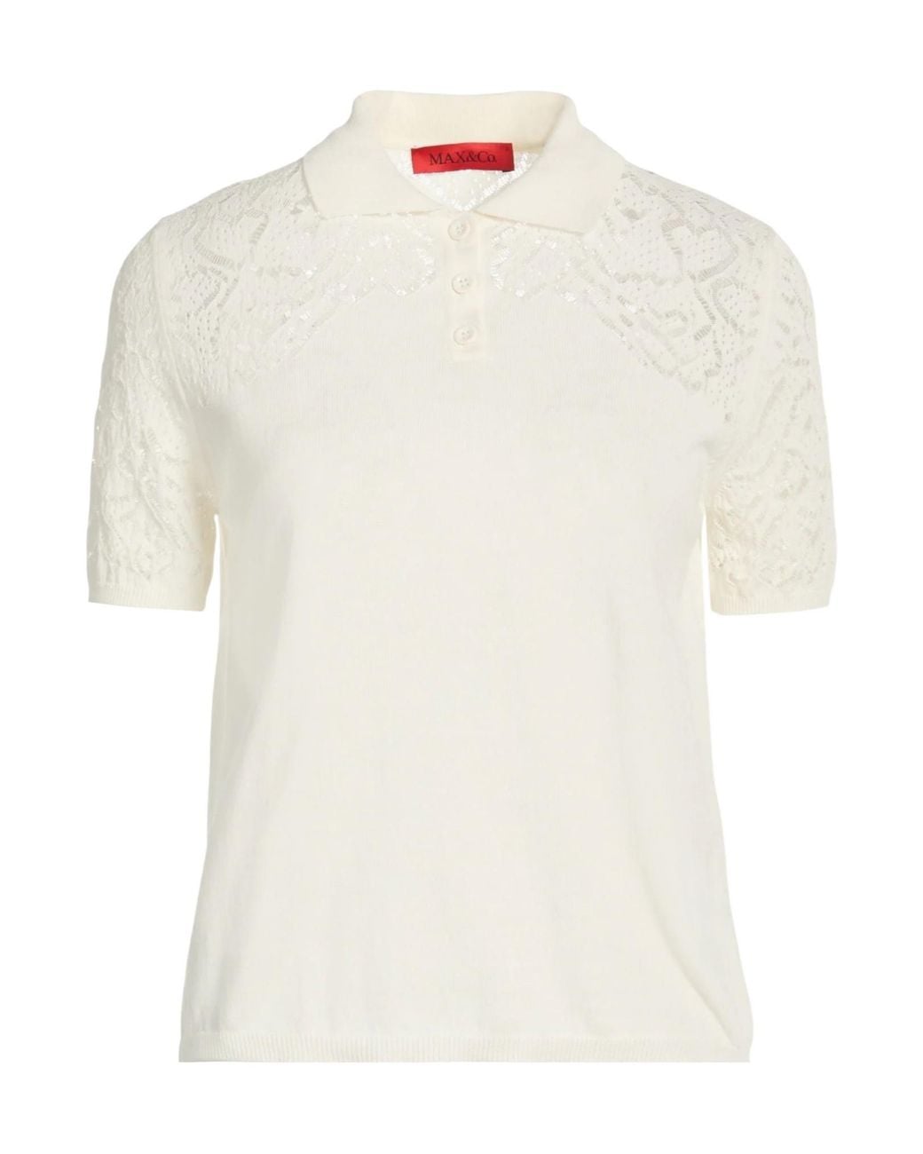 MAX&Co. White Polo-Neck Knit Top
