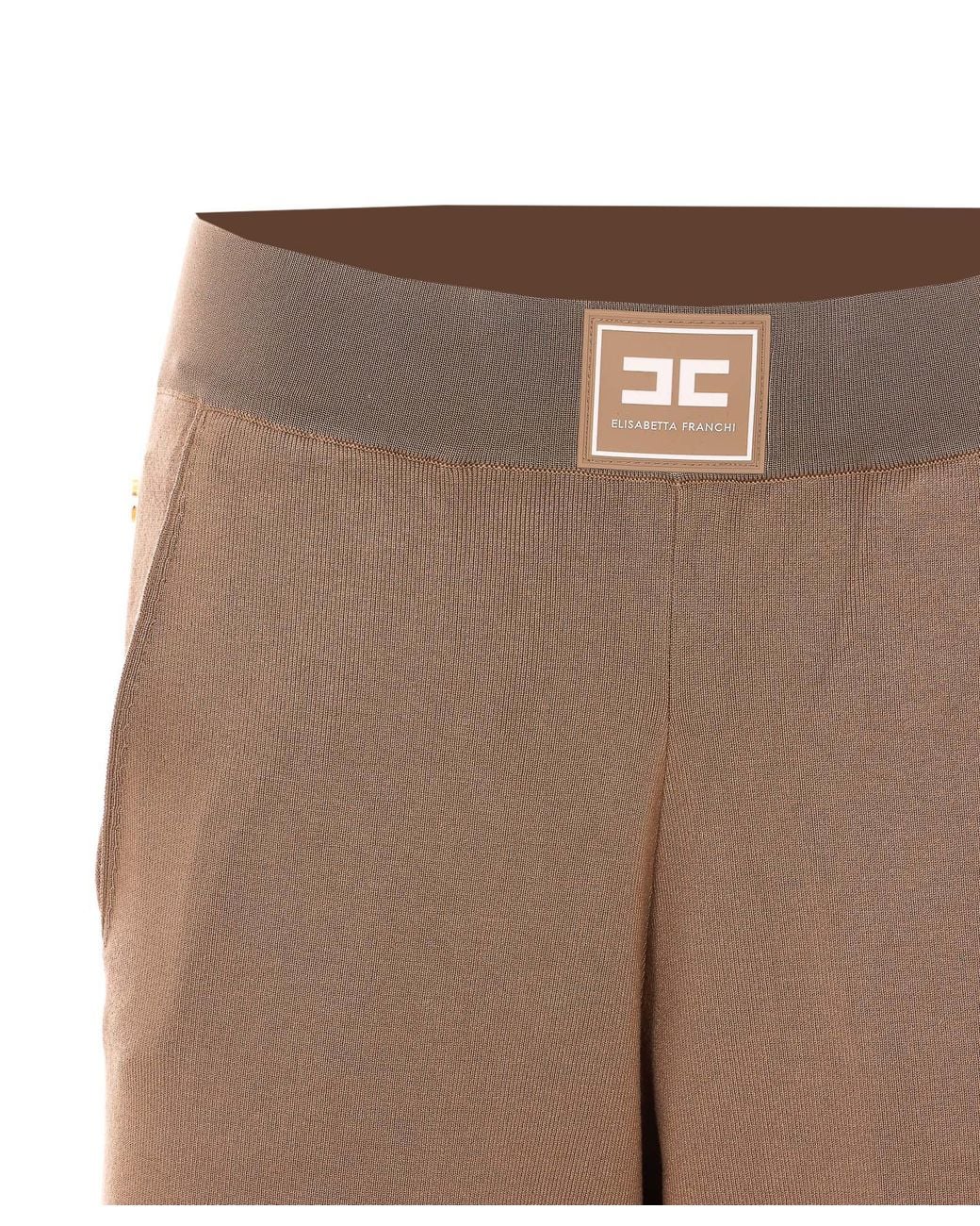 Elisabetta Franchi Brown Shiny Bands Trousers