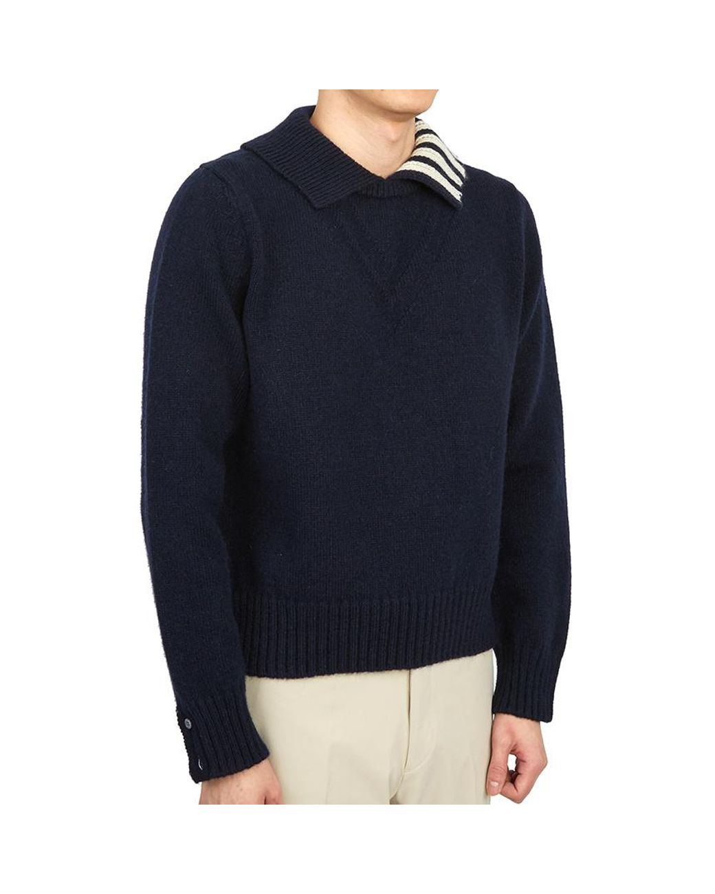 Thom Browne Blue Bar Striped Jumper for men