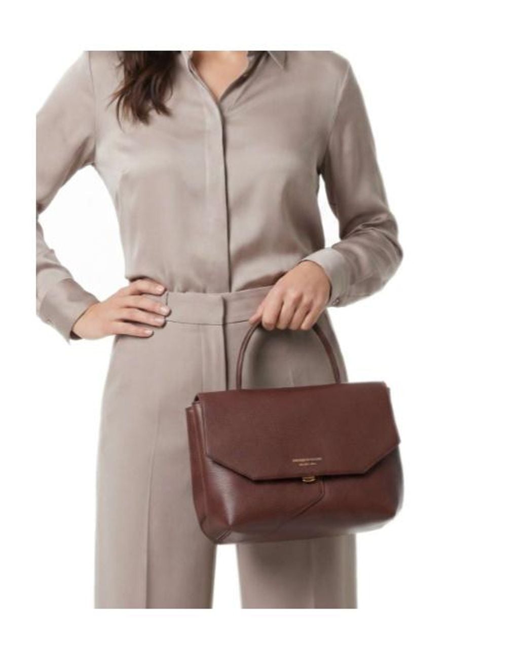 Emporio Armani Brown Leather Tote Bag
