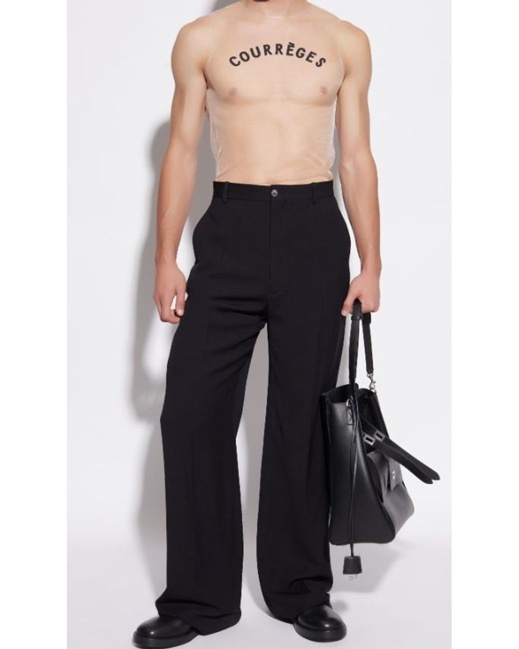 Courreges White Round Neck Sleeveless Vest for men