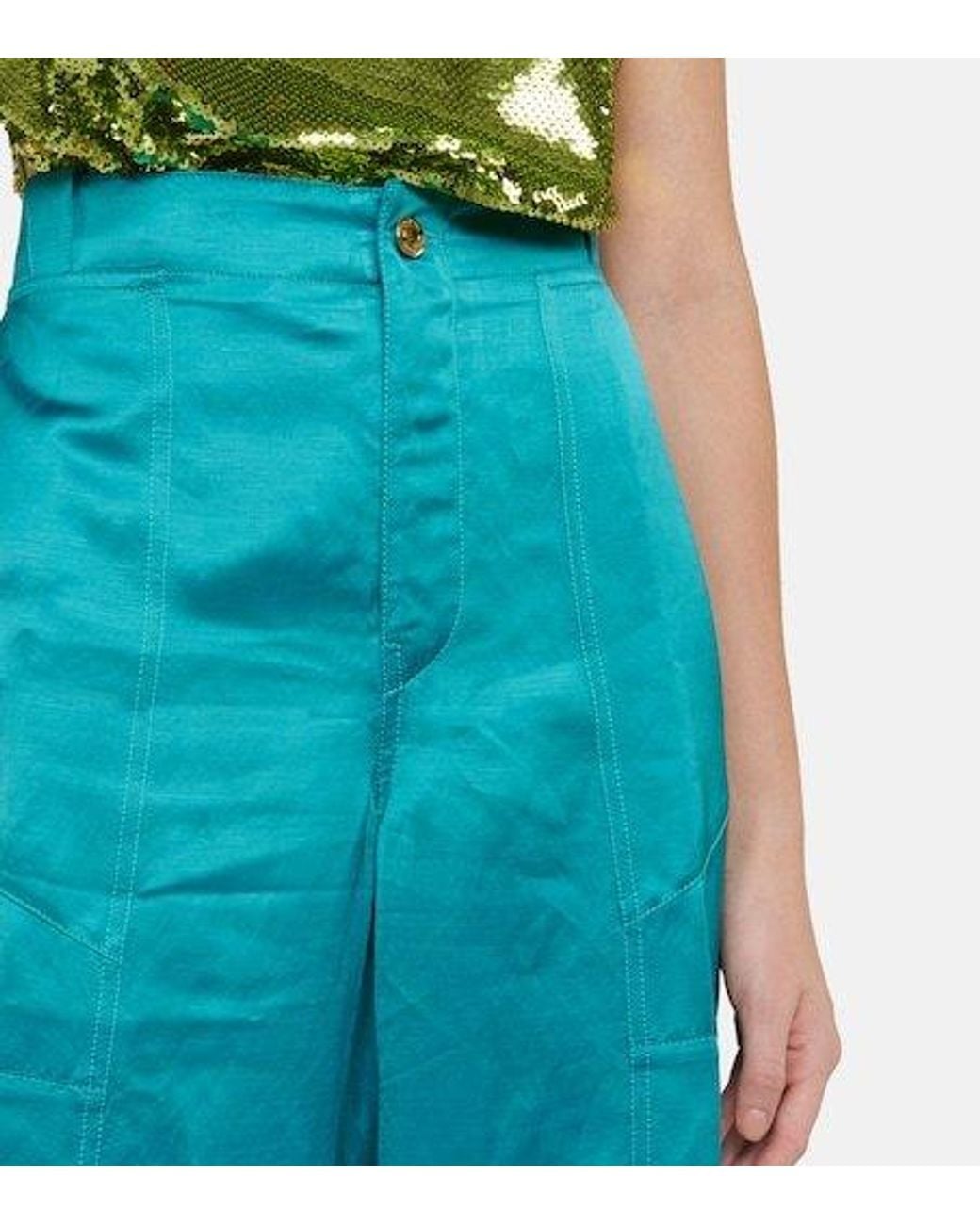 Tom Ford Blue High-Rise Wide-Leg Pants