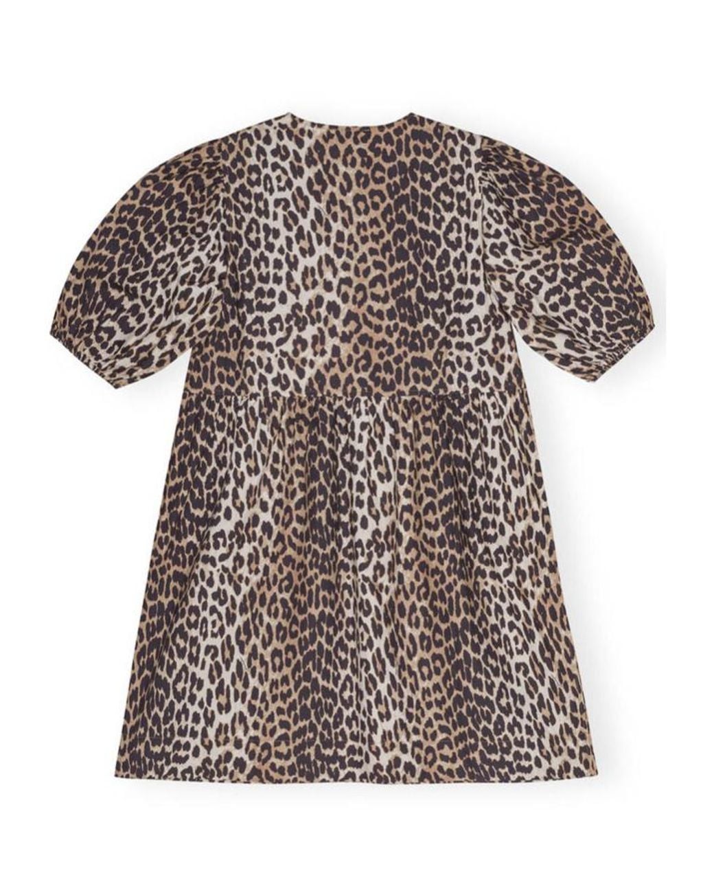 Ganni Multicolor Leopard Printed Balloon Sleeved Mini Dress
