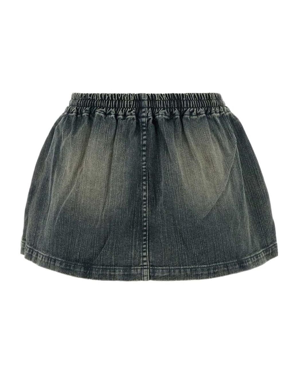 Balenciaga Blue Elastic-Waist Denim Mini Skirt