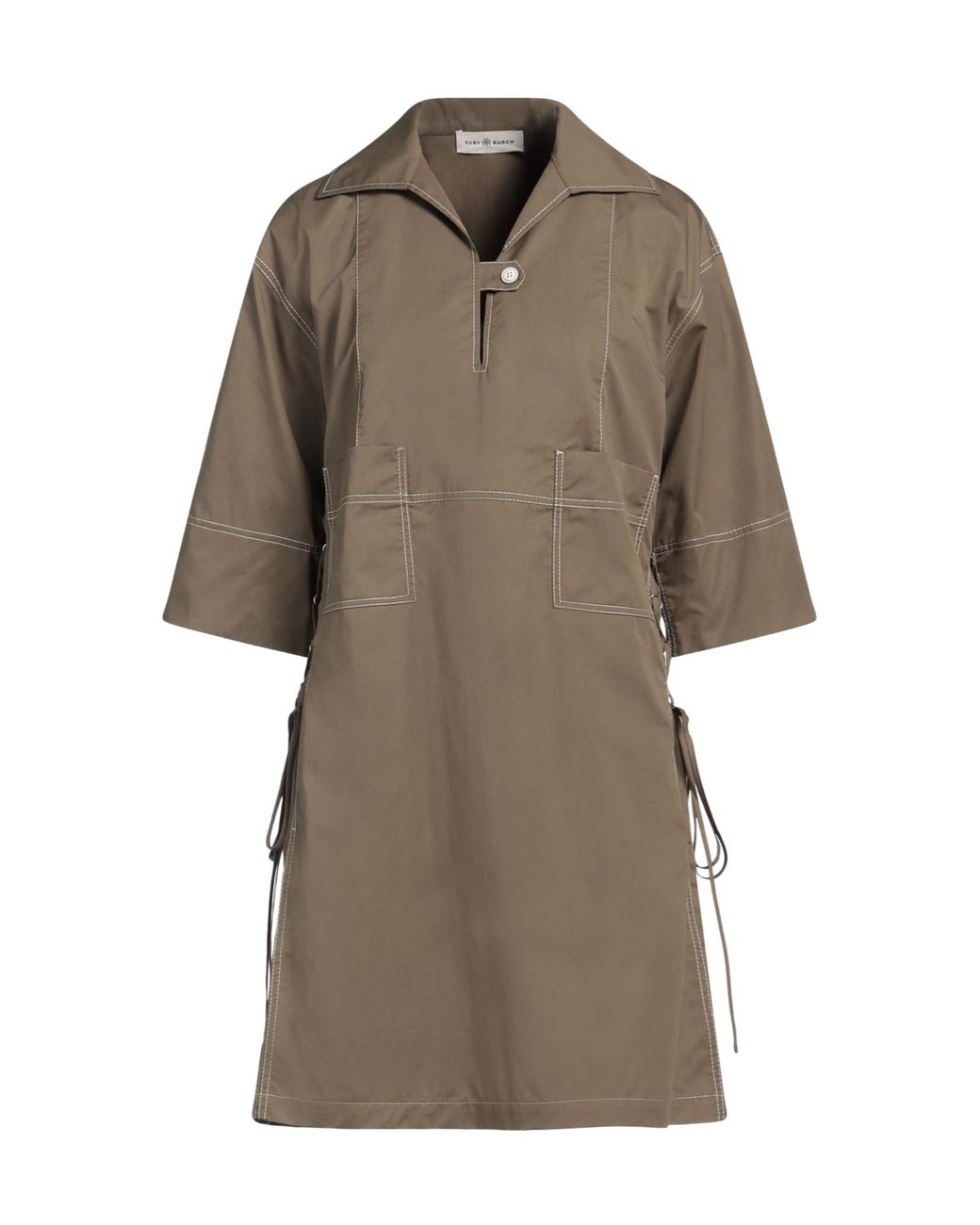 Tory Burch Brown Lapel Short Sleeve Dress