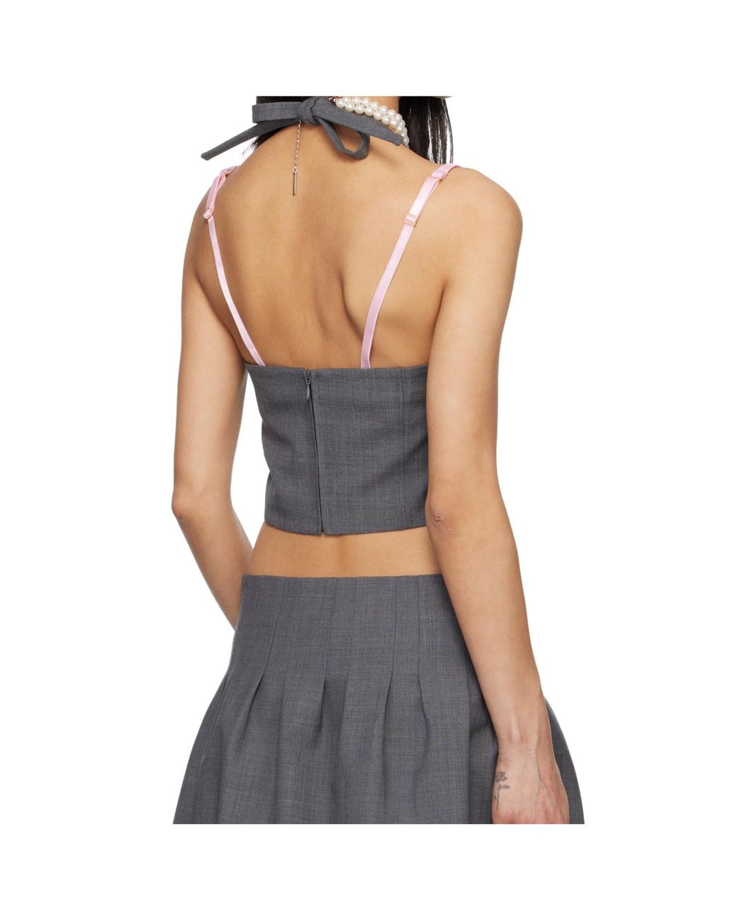 ShuShu/Tong Gray Shushu/Tong Bow Halterneck Cami Top