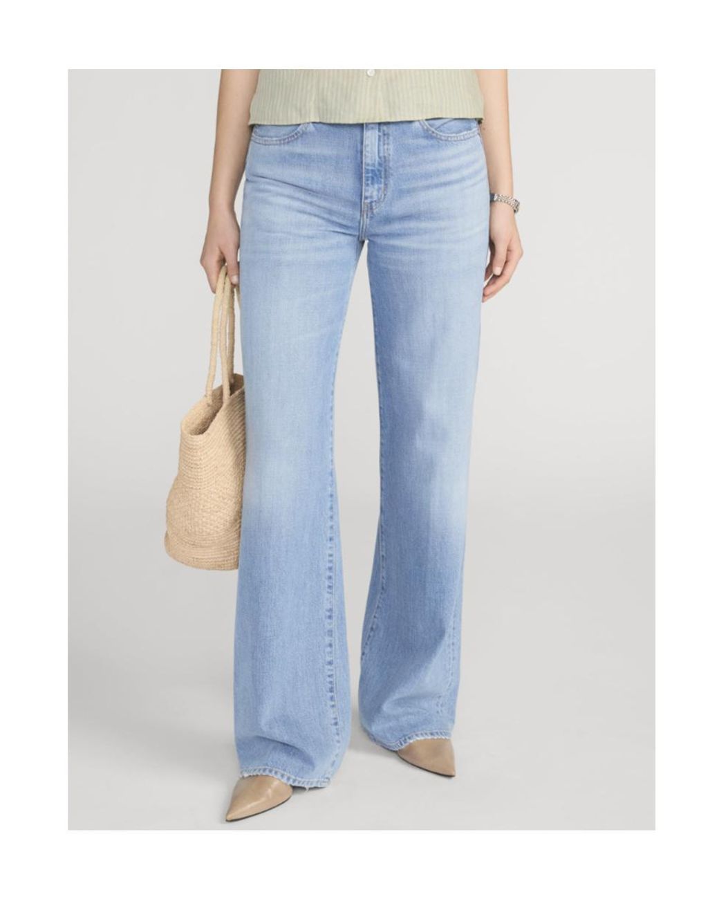 FRAME Blue The Stroll High-Rise Wide-Leg Jeans