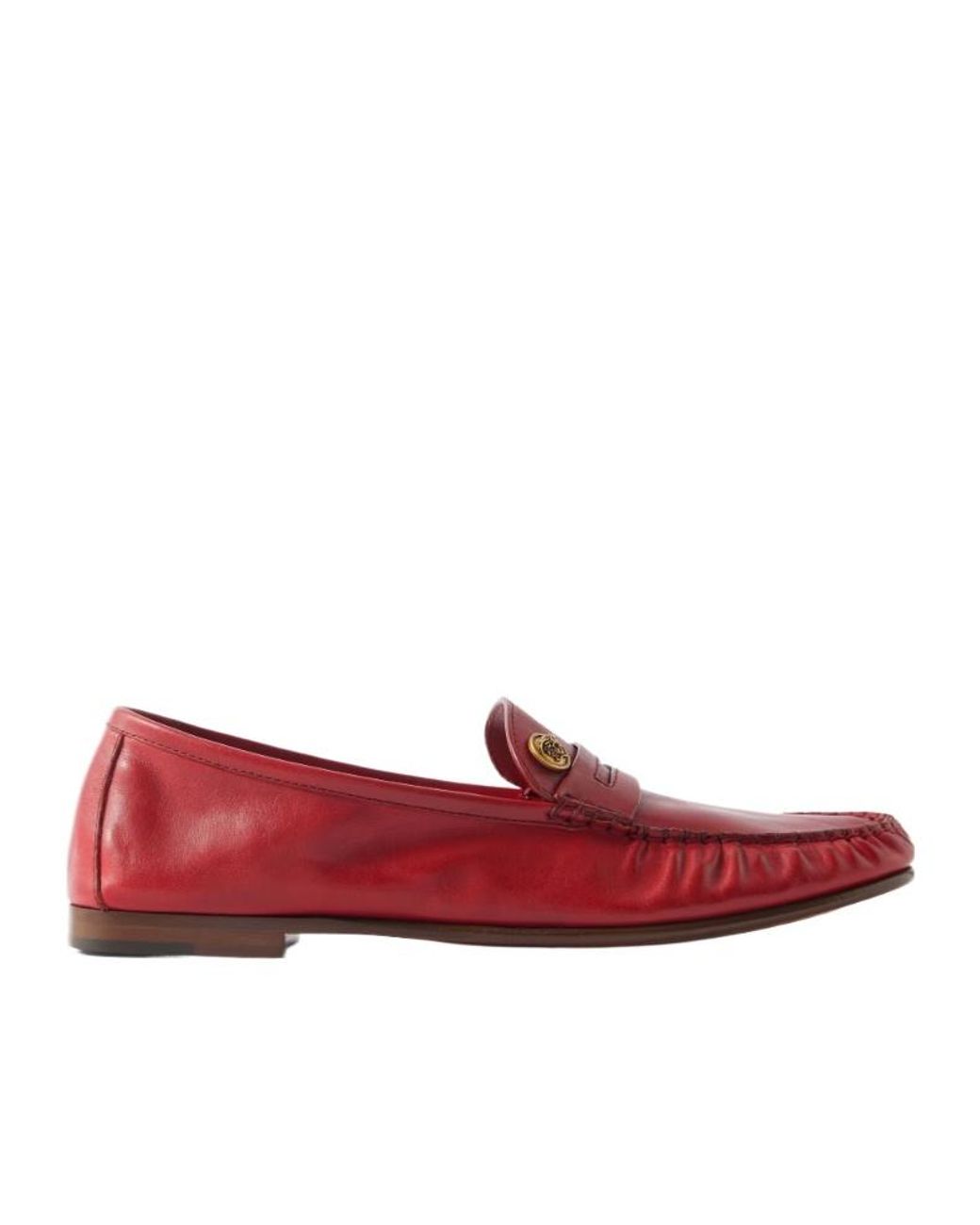 Versace Red Embellished Loafers