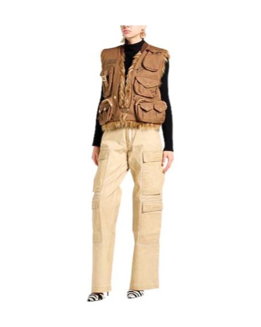 Dolce & Gabbana Brown Solidcolor Sleeveless Canvas Jacket