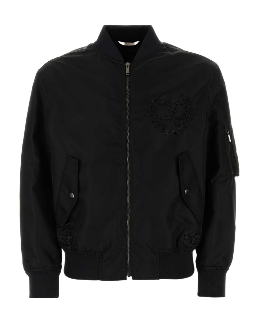 Valentino Black Zip-Up Long-Sleeved Bomber Jacket for men