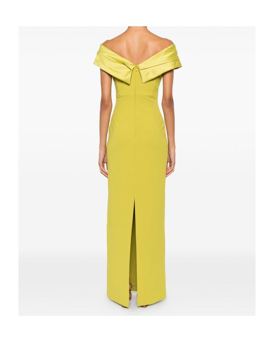 Solace London Yellow Off-Shoulder Draped Sleeveless Maxi Dress