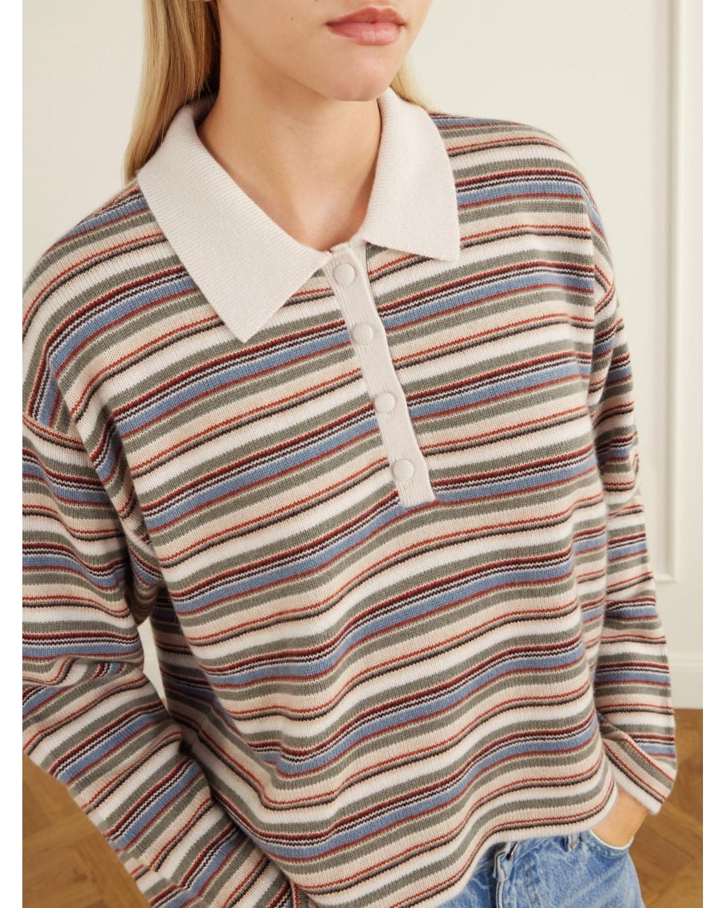 FRAME Multicolor Striped Polo Knitted Top