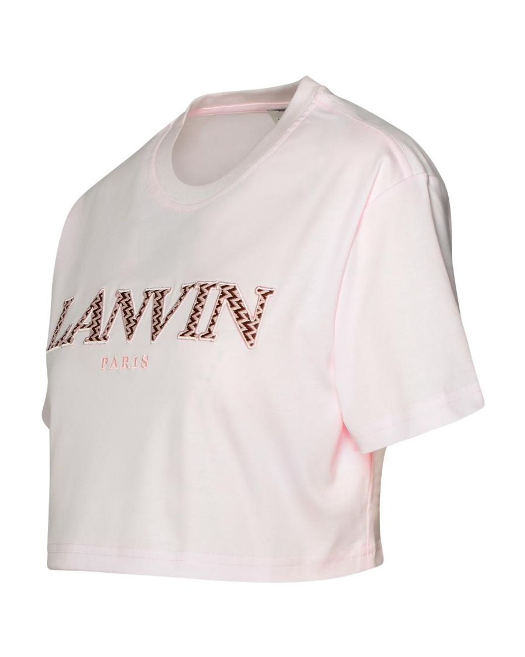 Lanvin White Logo Embroidered Cropped T-Shirt