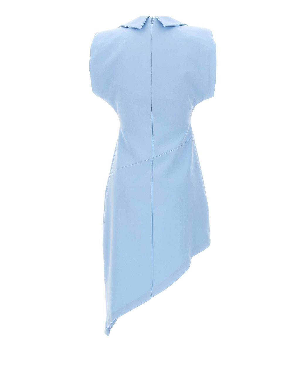 Kaos Blue Asymmetric Sleeveless Shirt Dress