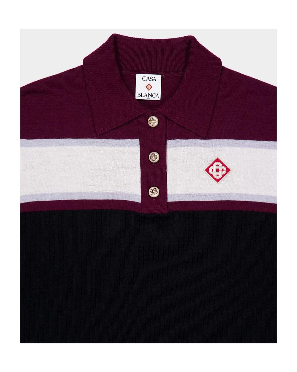Casablanca Black Striped Oversized Long Sleeved Polo Shirt