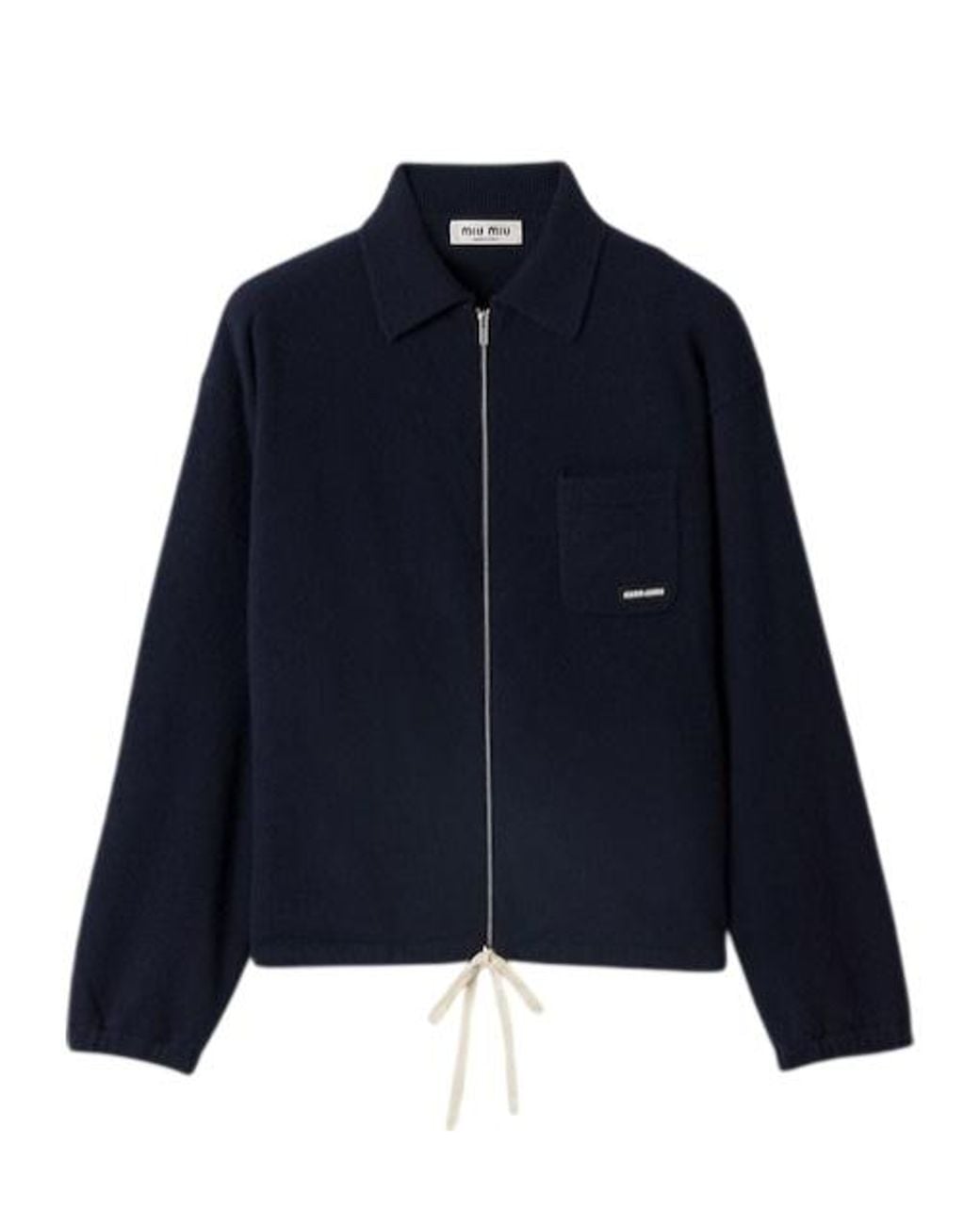 Miu Miu Blue Cashmere Zipper Sweater