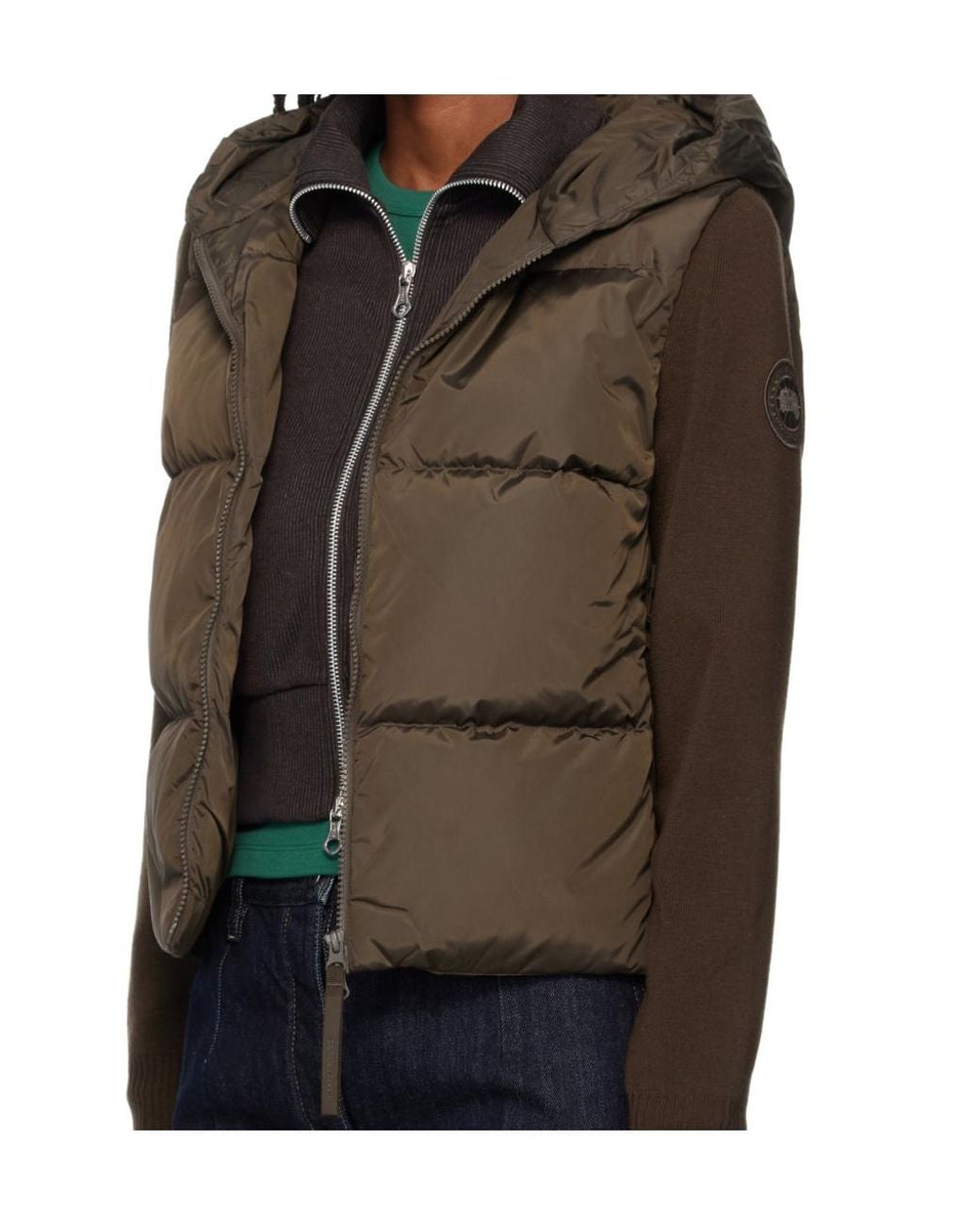 Canada Goose Brown Logo Embroidered Zip-Up Hooded Jacket