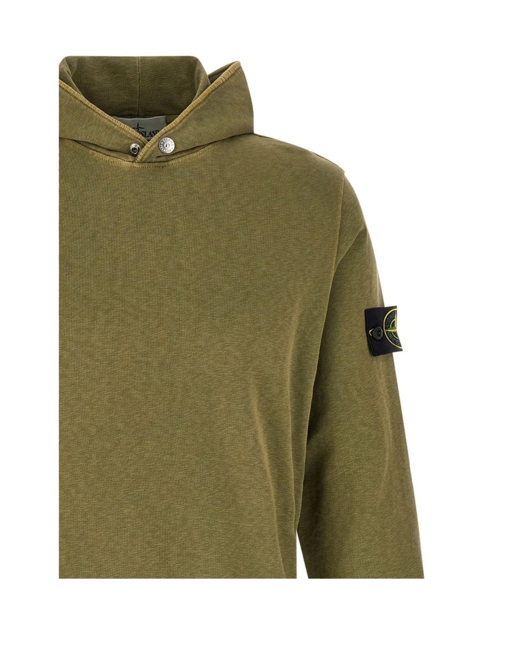 Stone Island Green Logo Badge Hoodie for men