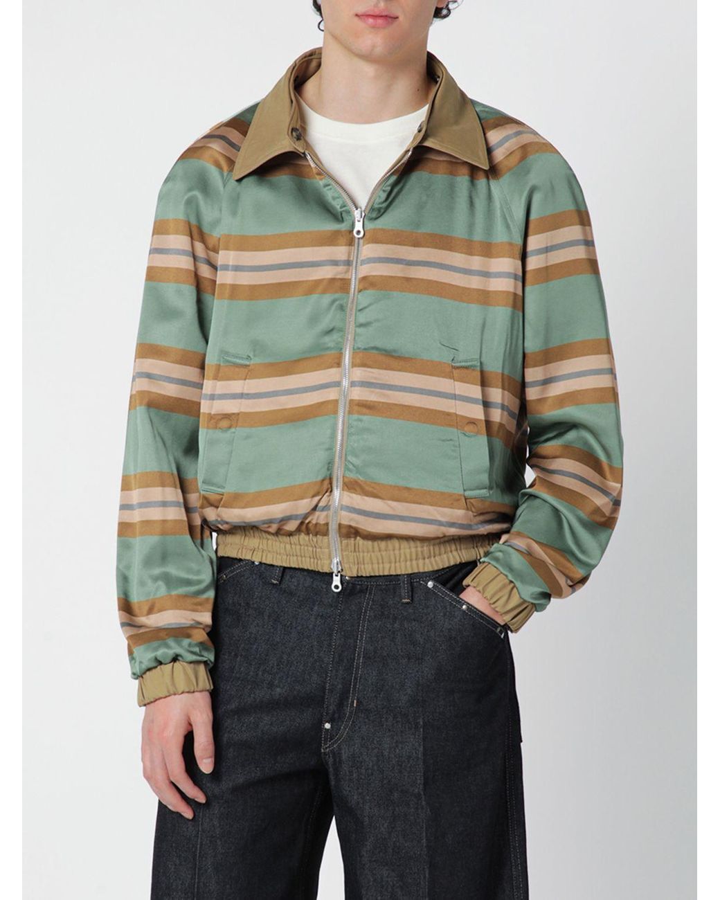 Dries Van Noten Natural Zip-Up Striped Reversible Jacket for men