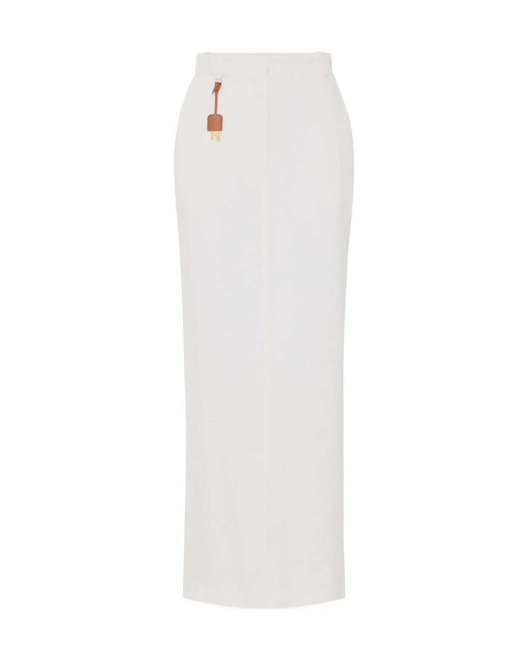Elisabetta Franchi Back Slit Gabardine Skirt in White | Lyst