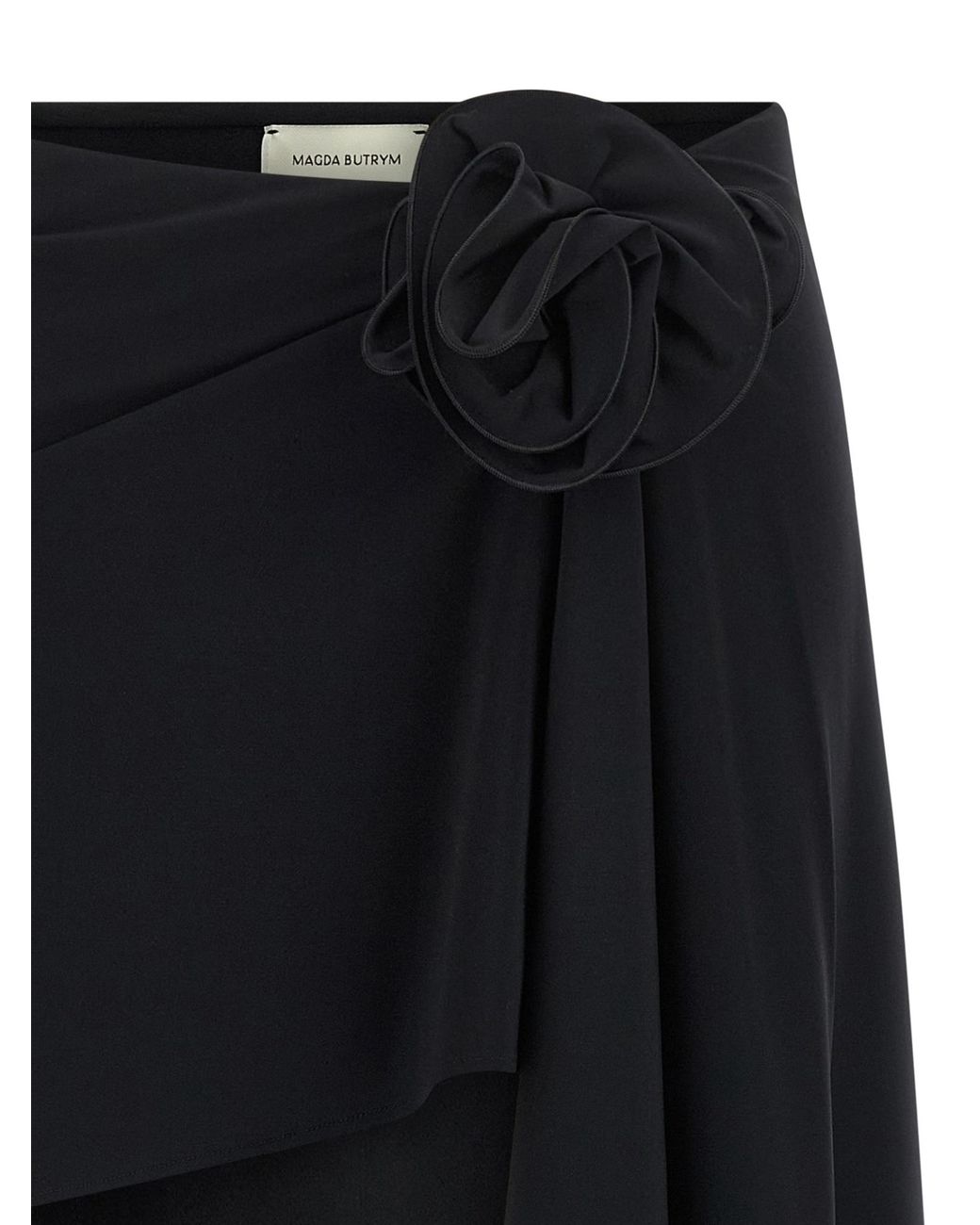 Magda Butrym Black Asymmetrical Draped Swim Skirt