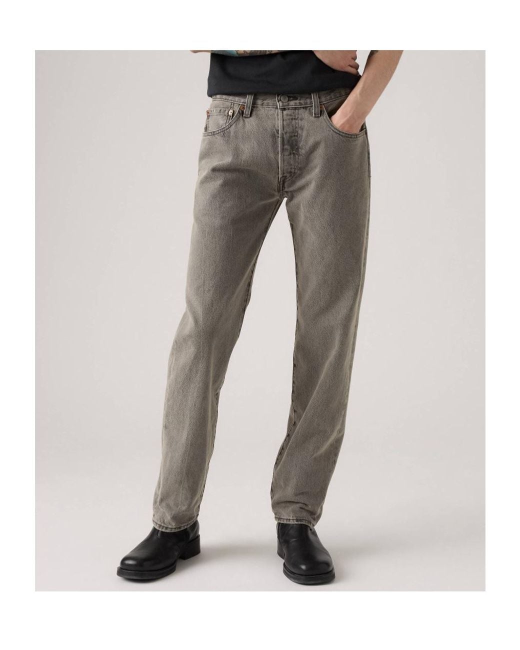 Levi's Gray 501 Original Fit Straight-Leg Jeans for men