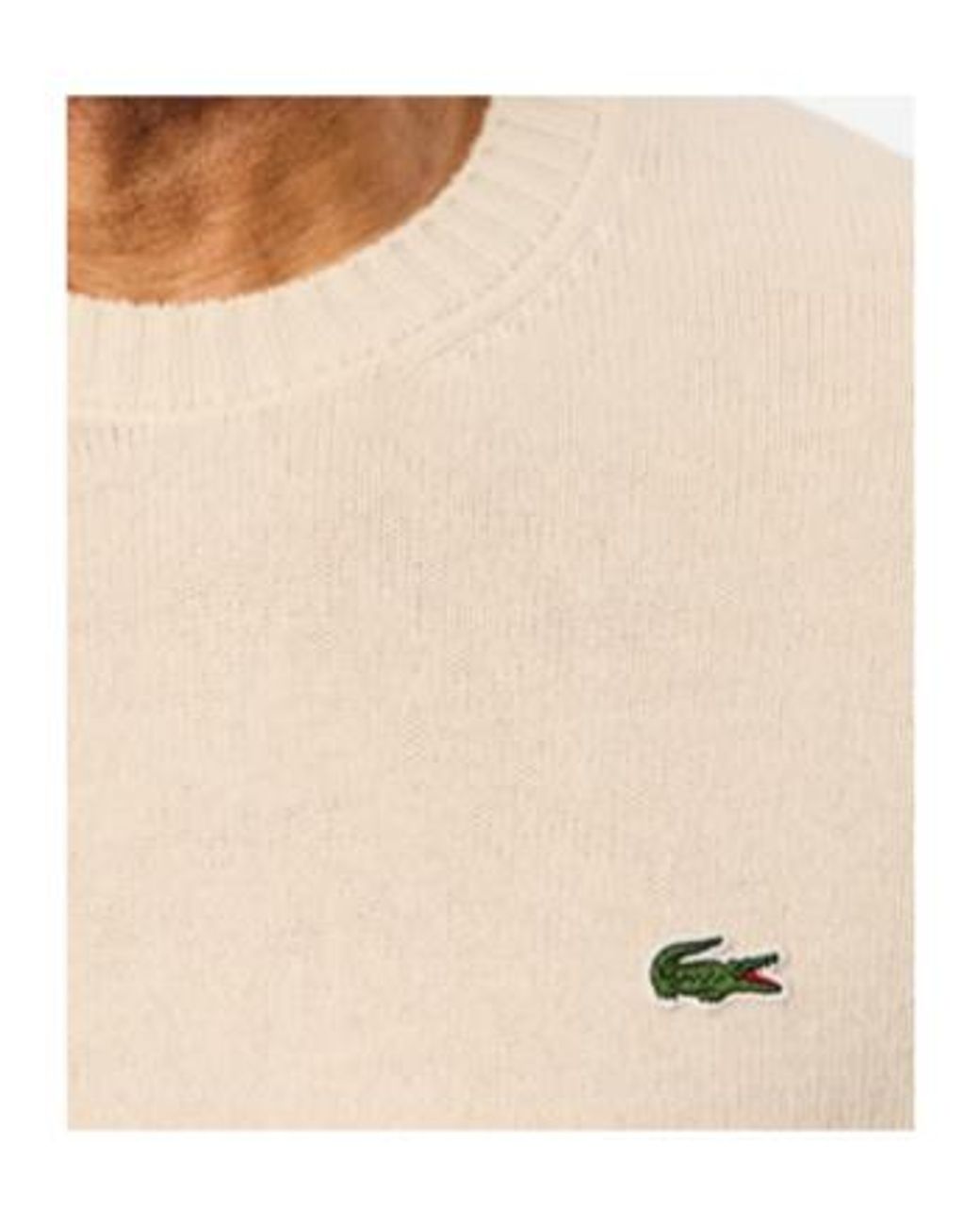 Lacoste Natural Logo Patch Crewneck Jumper for men