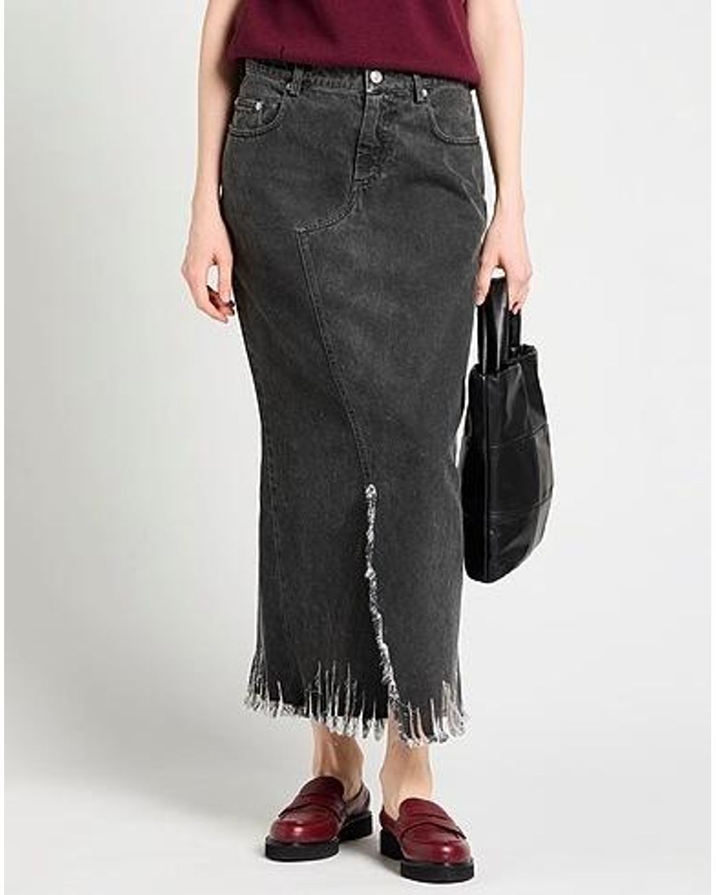 Marni Gray Solid-Color Denim Pencil Skirt
