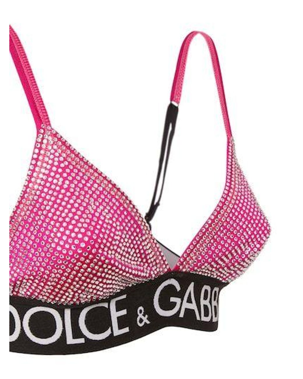 Dolce & Gabbana Pink Logo Jersey Triangle Bra Underwear