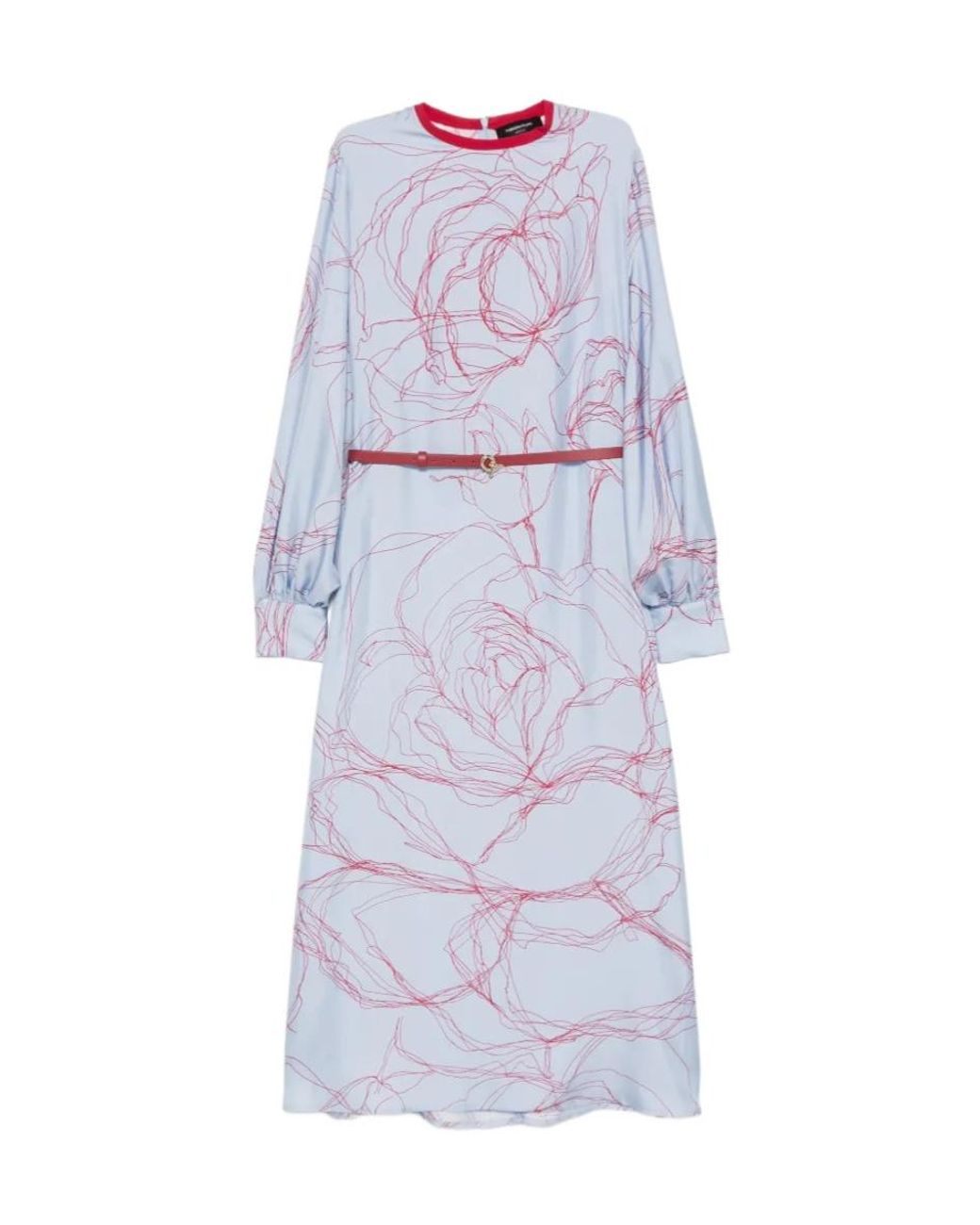 Fabiana Filippi Purple Floral-Print Belted Midi Dress