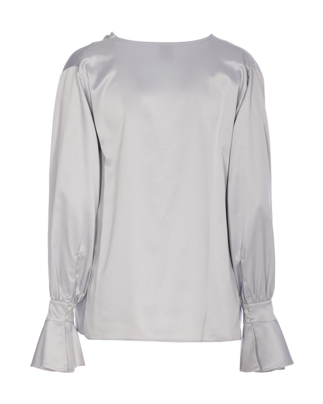 Pinko Gray Long-Sleeved Satin Shirt
