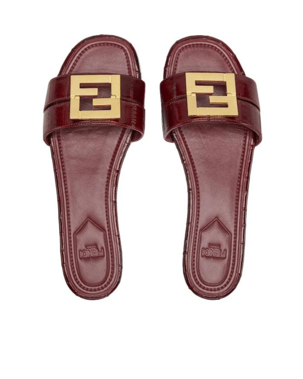 Fendi Purple Ffold Logo Plaque Slides