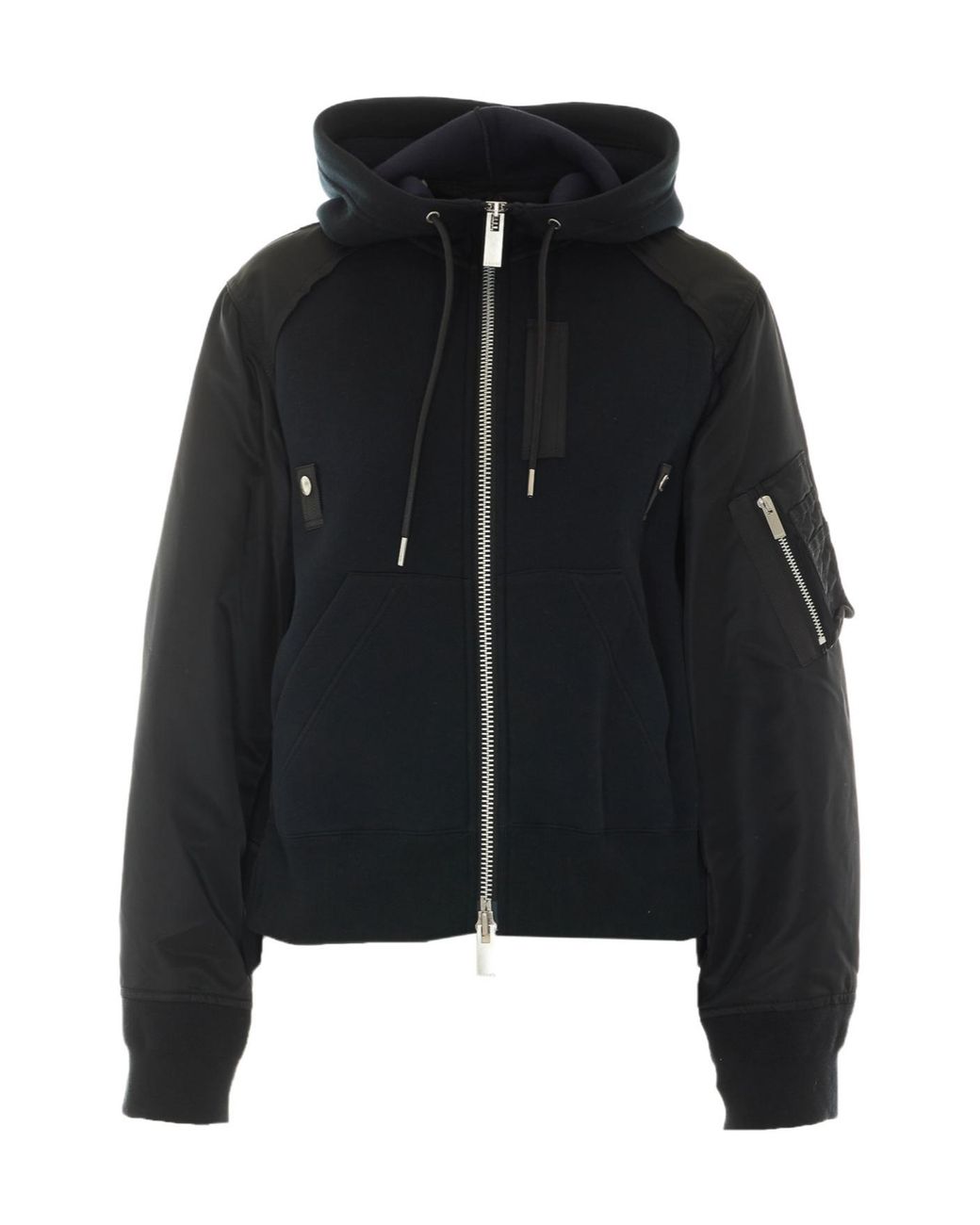 Sacai Black Sponge Sweat Bomber Hoodie