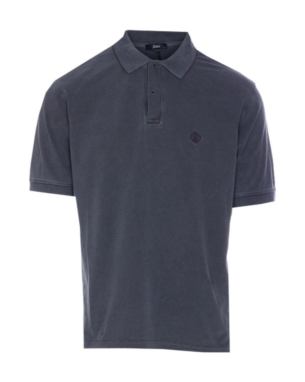 Herno Blue Logo Embroidered Short Sleeved Polo Shirt for men