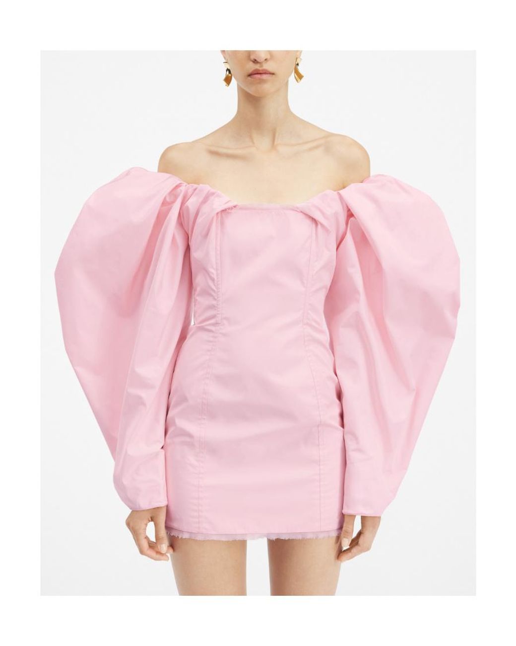 Jacquemus Pink La Robe Taffetas Draped Mini Dress