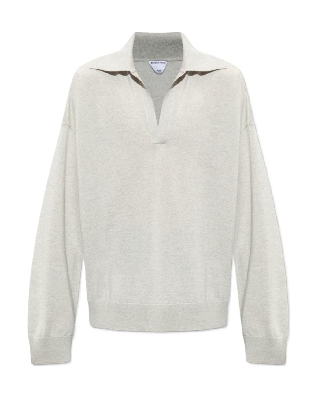 Bottega Veneta White Bv Embroidered Knitted Polo Shirt for men
