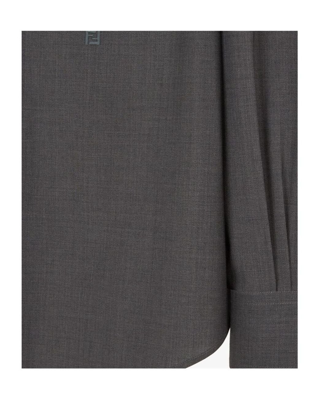 Fendi Gray Long Sleeved Buttoned Shirt for men